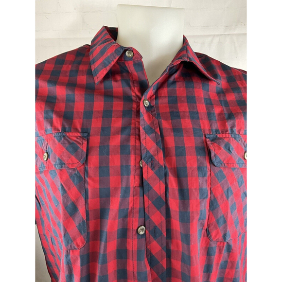 Mens NWT Dickies Button Down LS Shirt BIG TALL Classic Fit Fit Red Black 4XL - Picture 3 of 4